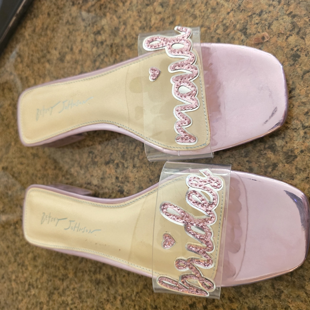 Betsey Johnson Pink Bridal Slide Sandals